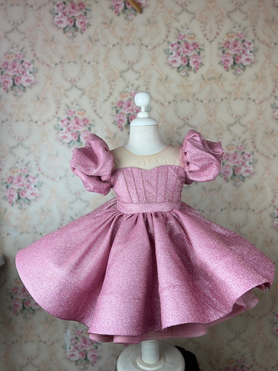open lace back dress Hot Pink Tight Homecoming Dress Puff Sleeve Short Dresses​ – vivymakudress