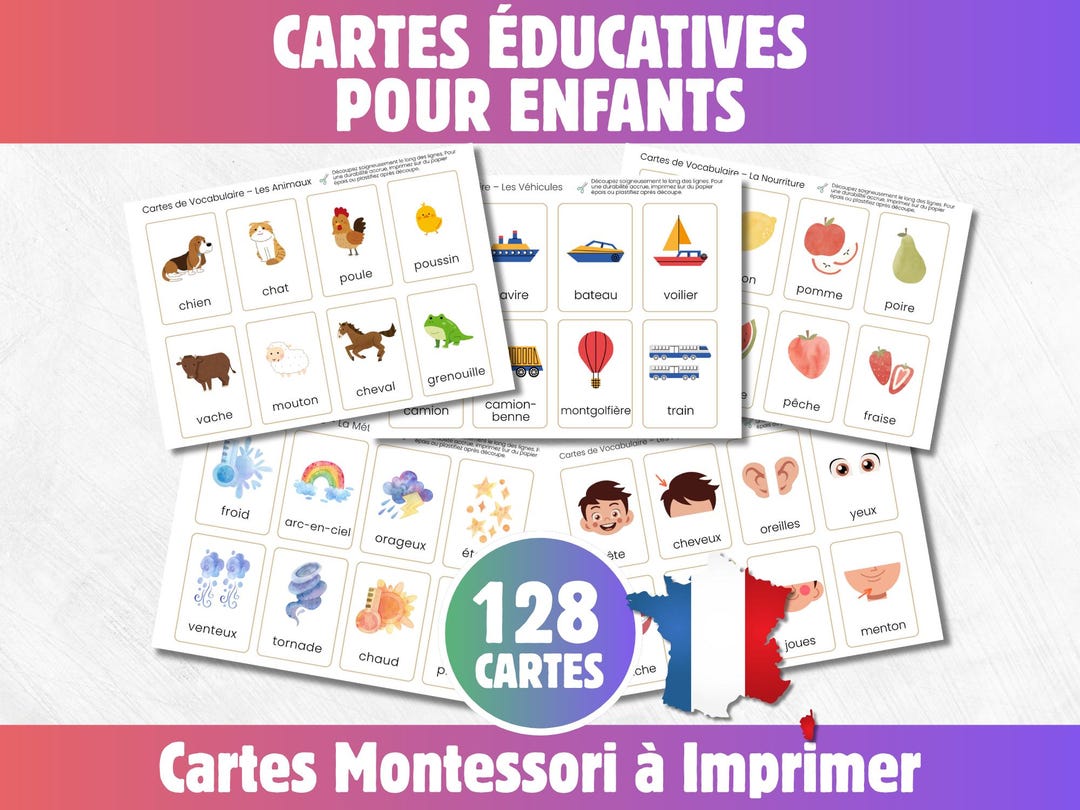 128 Cartes De Vocabulaire à Imprimer Pour Enfants | Animaux, Nourriture ...