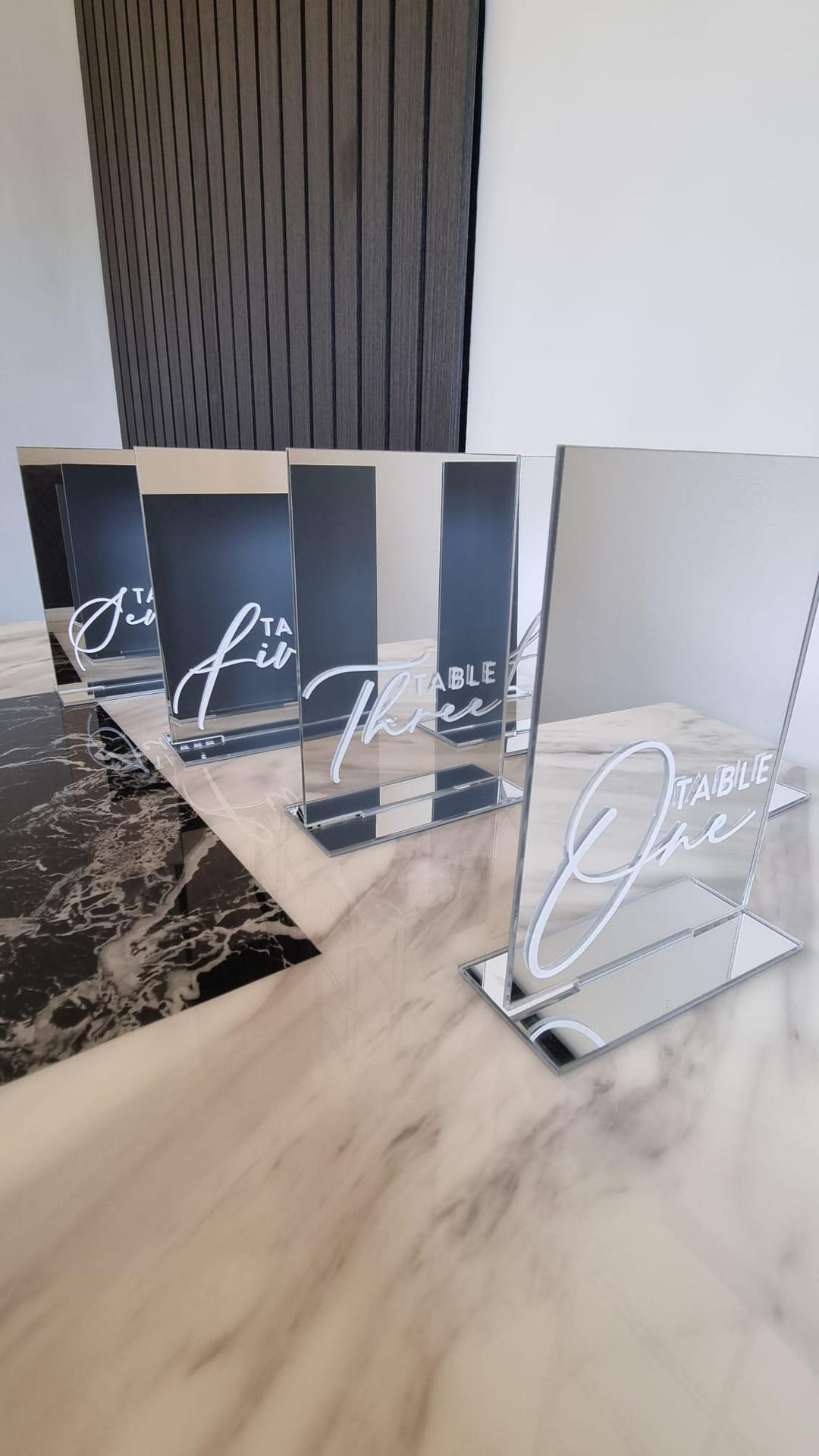 Mirrored Table Numbers Silver Mirror Acrylic Table Numbers-mirror Silver Acrylic Sign-modern ...