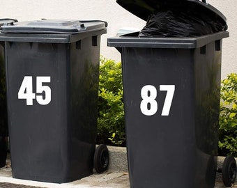 Bin Numbers for Wheelie Self Adhesive Waterproof Number, Size 10CM Bin Numbers for Wheelie Bins Stickers