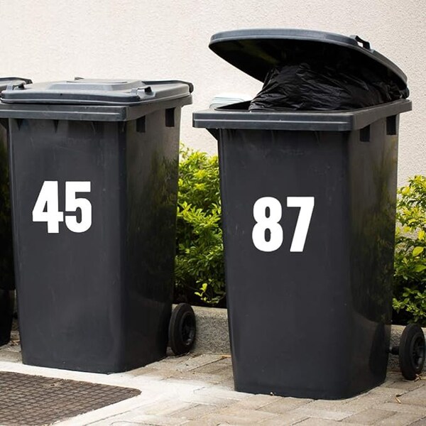 Bin Numbers for Wheelie Self Adhesive Waterproof Number, Size 10CM Bin Numbers for Wheelie Bins Stickers