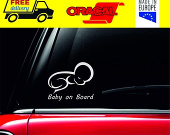 Zwei Baby on board Abziehbilder Aufkleber für Ihr Auto Stoßstange Fenster neue Eltern rot weiß schwarz Vinyl selbstklebend