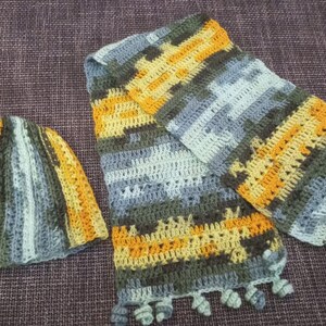 Winter Mütze Schal Stricken Selbstgemacht Warmer Winter Stilvolle Winter Accessoires, Angora Wolle Schal aus Gold, Geschenk für Weihnachten