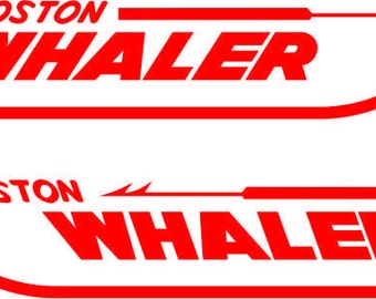 Two Boston Whaler decals stickers boat hull side emblem pair marine logo vinyl