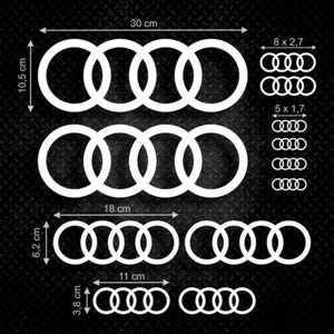 Audi rings decals stickers kit for door sill windows thresholds brake calipers side morrors car vinyl graphics s line a4 a6