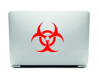 Zwei Biohazard Logo Aufkleber Aufkleber für Ihr Auto Stoßstange Fenster Laptop gelb rot weiß schwarz Vinyl selbstklebend