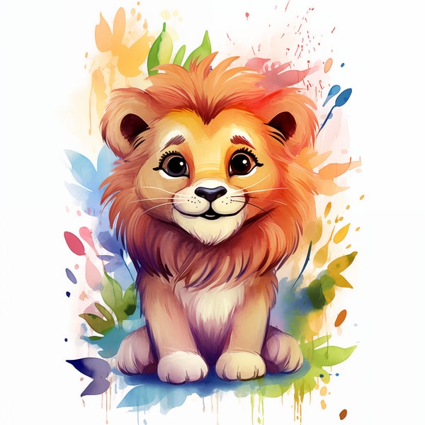 Safari Animal Lion for Kids Rooms decoration wild cute animals Children wall  - Digital download