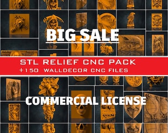 Cnc Router Relief Files Mega Bundle, +150 Pcs Wall Decor, Stl File For CNC Router, Dxf, Dwg, Eps, Stl, Svg, Cnc Cutter, Engraver
