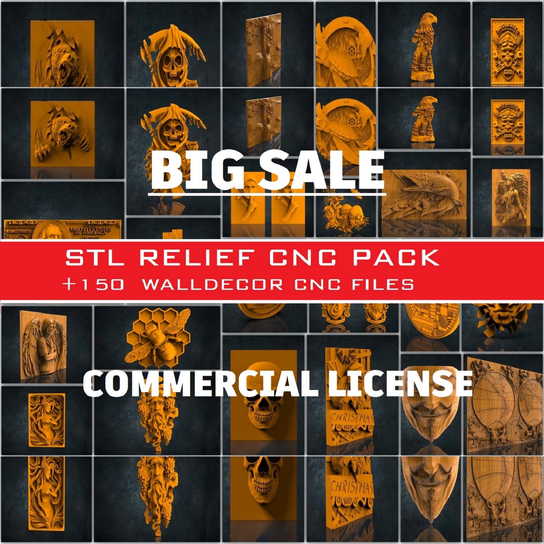 Relief Files for Cnc Router Mega Bundle, +150 Pcs Wall Decor, Stl File ...