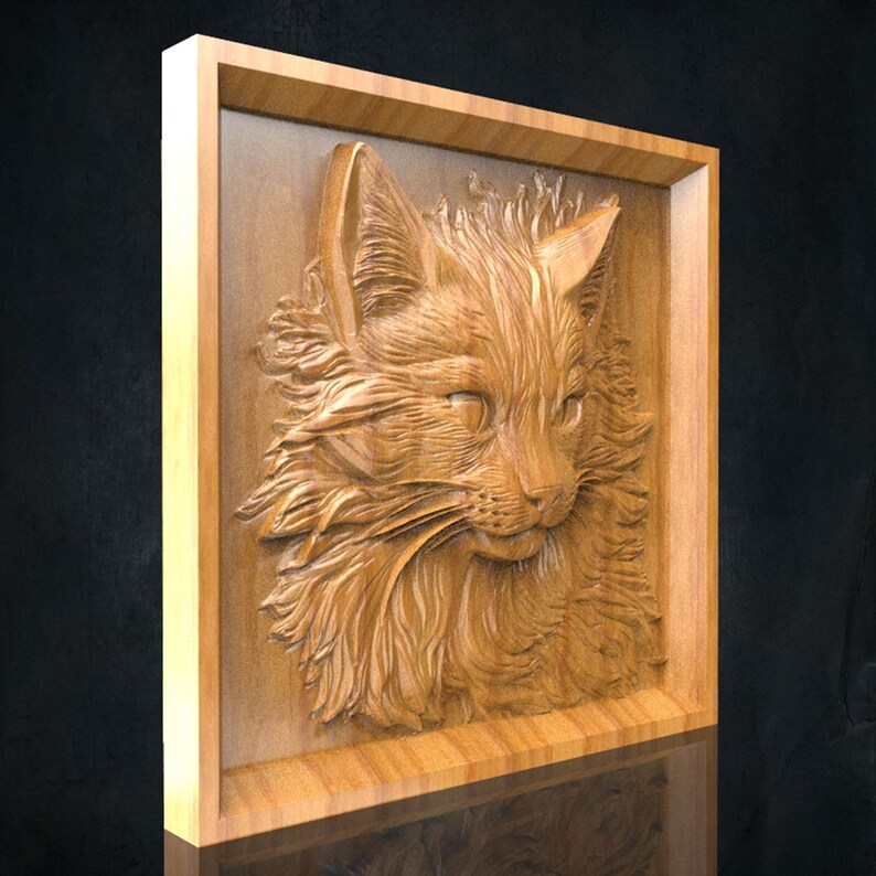 Cat Cnc STL Files for CNC Router, Animals Bas Relief Sculpture Artcam ...