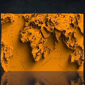 Mapa do mundo 3D STL modelo para CNC Router, Artcam, Vetric, gravador, relevo, entalhe, corte 3D, arquivo Stl para CNC Router