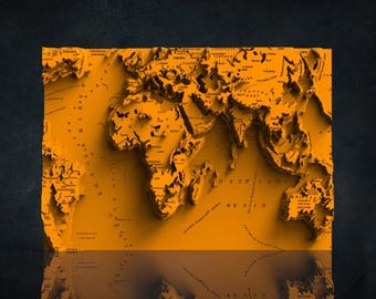 World Map 3D STL Model for CNC Router, Artcam, Vetric, Engraver, Relief, Carving, Cut 3D,  Stl File For Cnc Router