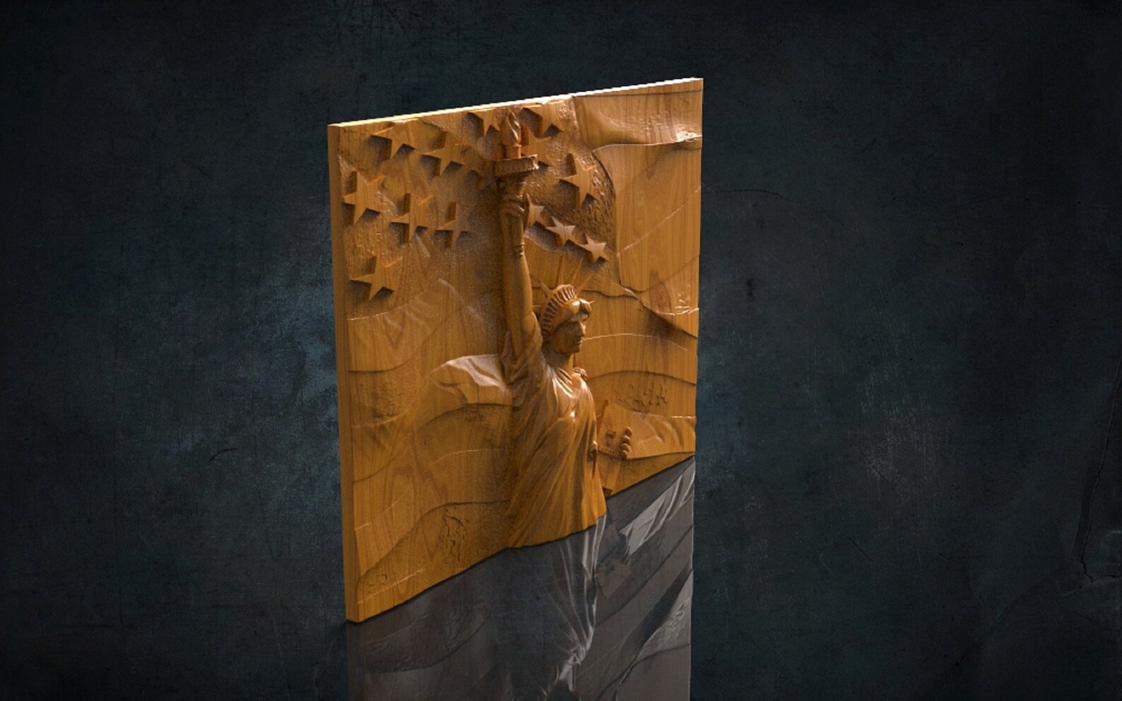 American Flag and Statue of Liberty 3D STL Model for CNC Router, Artcam ...