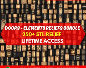 Mega-Bundle mit STL-Dateien für Türreliefs, über 250 Wanddekor-Teile, STL-Datei für CNC-Fräse, STL, CNC-Schneidemaschine, Gravierer, 3D-Reliefmodell zum sofortigen Download
