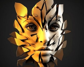 Glass Face Girl 3D STL Model for CNC Router, Artcam, Vetric, Engraver, Relief, Carving, Cut 3D,  Stl File For Cnc Router, Wall Decor