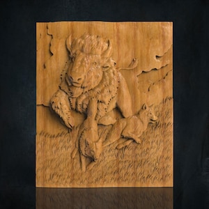 Bizon And Wolf 3D CNC Router Files, 3d stl file, vectric,aspire,easel, cnc cut files, 2.5d files Alligator, Wave, Panel, Table, Decor