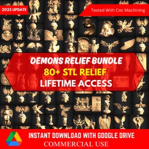 Demons Relief Files Mega Bundle, 80 Pcs Devils Wall Decor, Stl File For CNC Router, Cnc Operator Approved, Easy To Use, Tested & Optimized