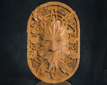 Celtic Greenman 3D STL Model for CNC Router, Artcam, Vetric, Engraver, Relief, Carving, Cut 3D,  Stl File For Cnc Router, Wall Decor