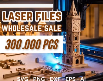 Lasergesneden bundel, perfect voor diodelasers, CO2-lasers, 300k+ vectoren, 2D/3D-gravure, SVG, DXF, DWG, Eps, Stl, ontwerpen,