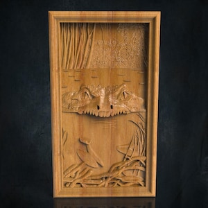 Crocodile Head 3D CNC Router Files, 3d stl file, vectric,aspire,easel, cnc cut files, 2.5d files Alligator, Wave, Panel, Table, Decor