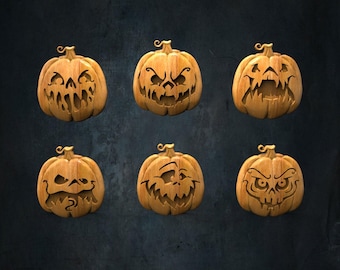 Pumpkins For Halloween STL Model for CNC Router, Artcam, Vetric, Engraver, Relief, Carving, 3D,  Stl File For Cnc Router