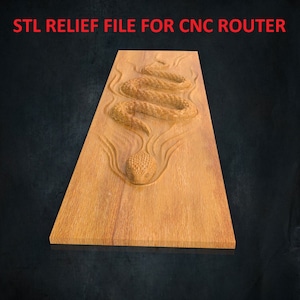 Swimming Snake 3D CNC Router Files, 3d stl file, vectric,aspire,easel, cnc cut files, 2.5d files Snake, Wave, Panel, Table, Decor