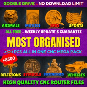 Relief-Dateien für Cnc-Fräser Mega Bundle, + 8500 Stück Wanddekor, Stl-Datei für CNC-Fräser, Dxf, Dwg, Eps, Stl, svg, Cnc-Schneider, Engraver