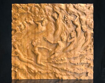 Classical Greek & Roman Figures Relief – 3D STL Wall Panel for CNC Wood Carving, Sculpture Style, Ready to Cut,  Stl File For Cnc Router
