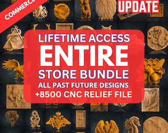 Cnc Router Relief Files Mega Bundle, +8500 Pcs Wall Decor, Stl File For CNC Router, Dxf, Dwg, Eps, Stl, Svg, Cnc Cutter, Engraver