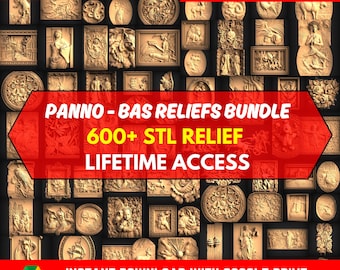 Panno & Bas Relief Files Mega Bundle, +600 Pcs Wall Decor, Stl File For CNC Router, Dxf, Dwg, Eps, Stl, Svg, Cnc Cutter, Engraver