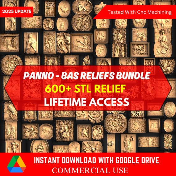 Panno & Bas Relief Files Mega Bundle, +600 Pcs Wall Decor, Stl File For CNC Router, Dxf, Dwg, Eps, Stl, Svg, Cnc Cutter, Engraver