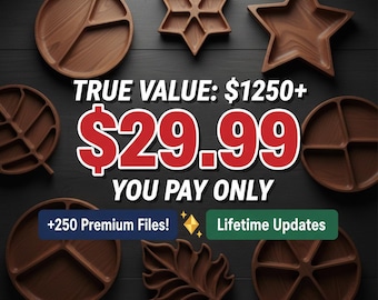 CNC Files Mega Bundle 250+ Serving Tray Templates Svg, Dxf, Stl, Ai – Wood Cnc Router File Pack – Lifetime Update Access Instant Download