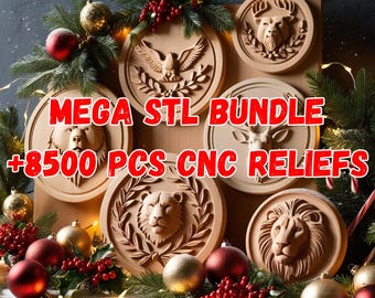 Cnc Router Relief Files Mega Bundle, +8500 Pcs Wall Decor, Stl File For CNC Router, Dxf, Dwg, Eps, Stl, Svg, Cnc Cutter, Engraver