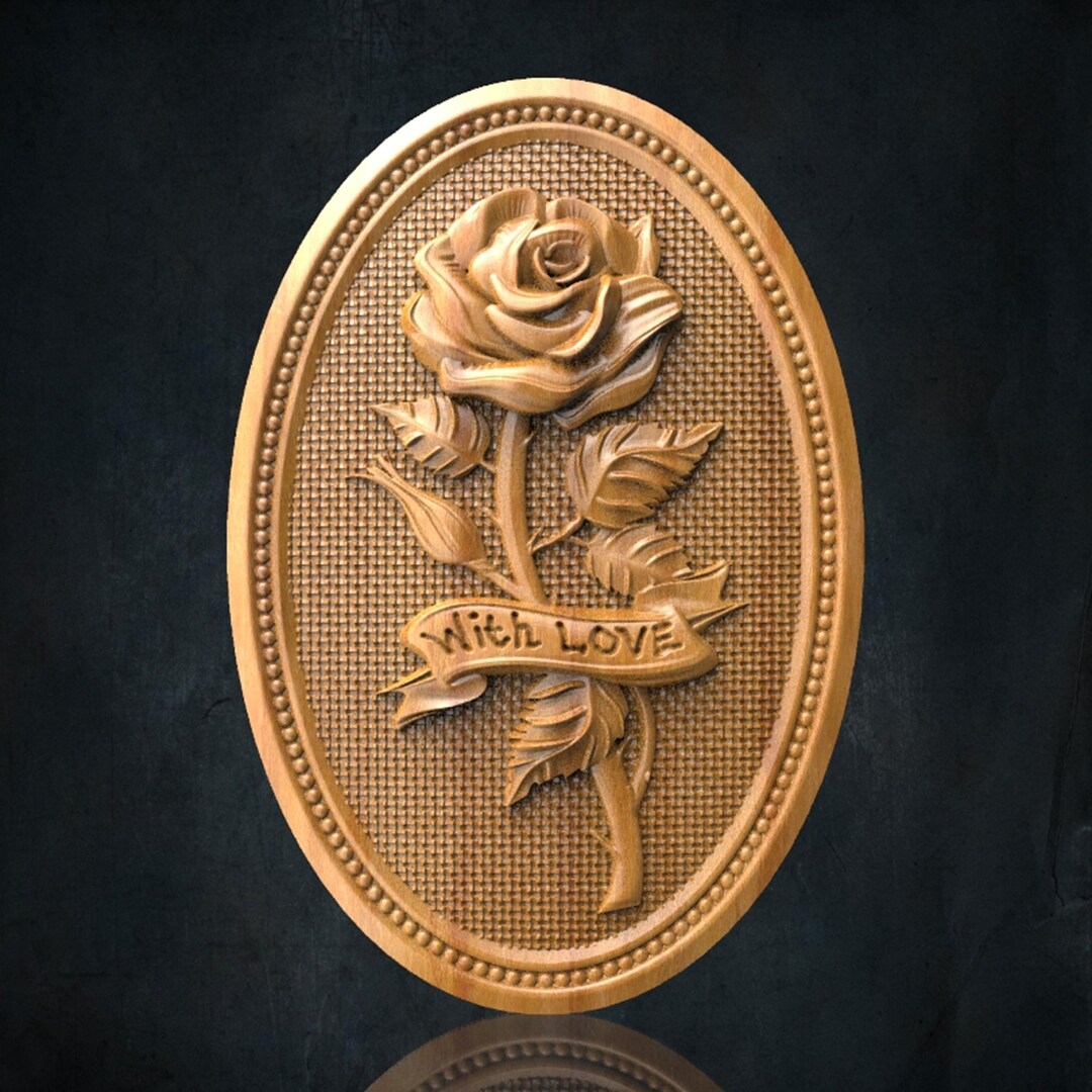 Rose Flower With Love Relief STL File for CNC Router and 3D Printing ...