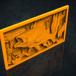 Fish 3D STL Model for CNC Router, Artcam, Vetric, Engraver, Relief, Carving, Cut 3D,  Stl File For Cnc Router