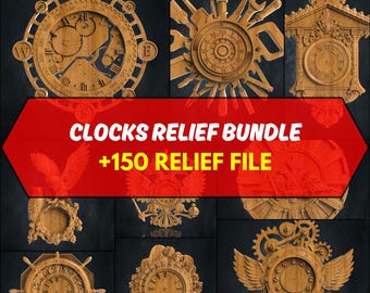 150+ Variety Relief Pack of CNC Router STL Models, Clocks and Wall Art Decor, Woodworking Files for Artcam, Aspire, CNC Crafters