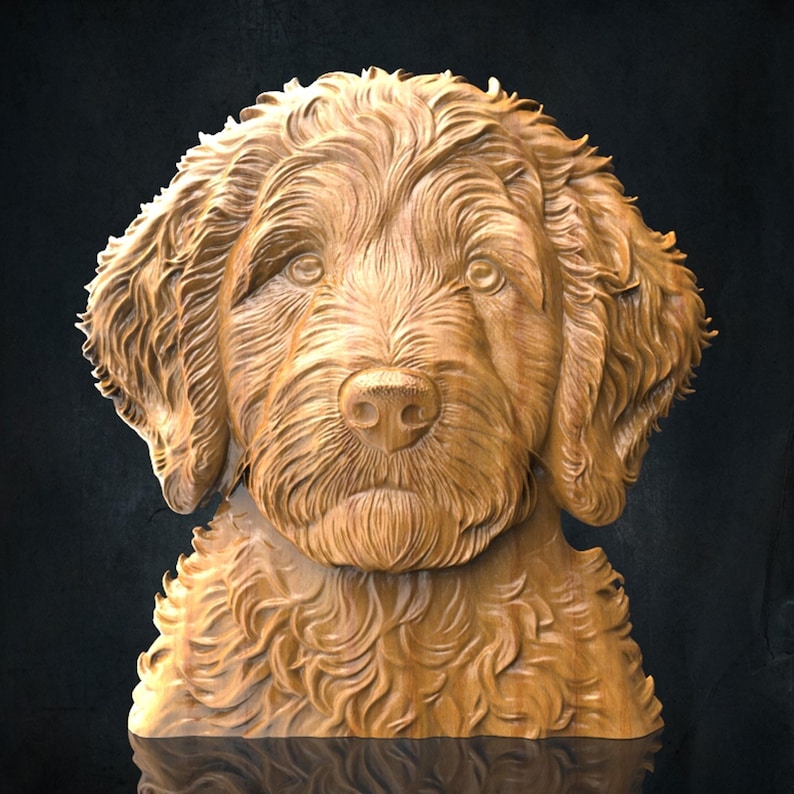 Labradoodle Dog Head STL File for CNC Router, 3D Bas Relief Model - Etsy