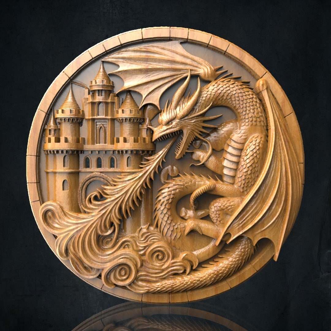 Dragon Castle 3D Relief Model, CNC Router Carving STL File - Etsy UK