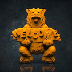 Welcome Bear Shop 3D STL Model for CNC Router, Artcam, Vetric, Engraver, Relief, Carving, Cut 3D,  Stl File For Cnc Router
