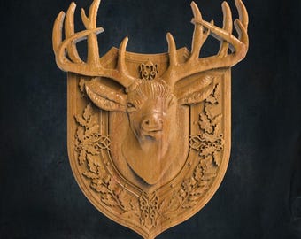 Deer Head Stl Relief CNC Router File,  Wall Decor, Stl File For CNC Router, Dxf, Dwg, Eps, Stl, Svg, Cnc Cutter, Engraver