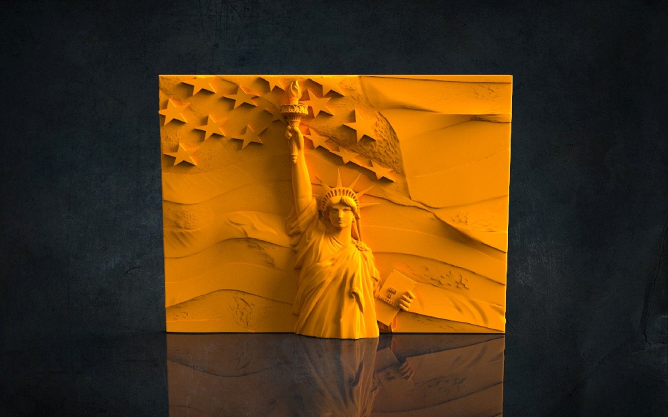 American Flag and Statue of Liberty 3D STL Model for CNC Router, Artcam ...