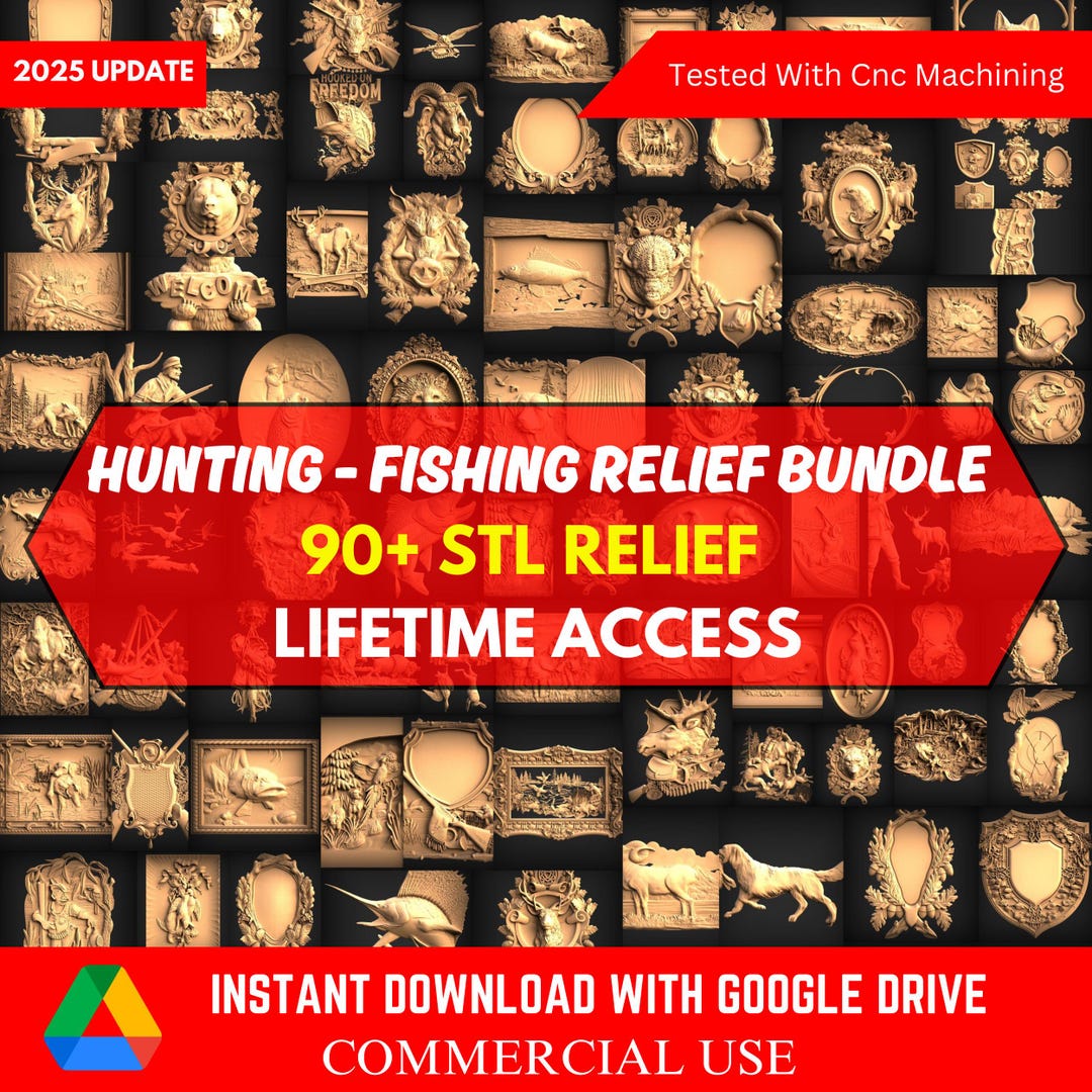 Fishing & Hunting Relief Files Mega Bundle, +90 Pcs Wall Decor, Stl ...