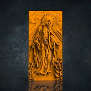 Modelo STL 3D de la Virgen María para router CNC, Artcam, Vetric, grabador, relieve, tallado, corte 3D, archivo STL para router CNC, decoración de pared