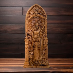Santa Muerte Altarstatue mit Sense Santa Muerte Göttin Statuette Heiliger Tod für Hausaltar Katholizismus Hinduismus Wicca Statue Hexen Kunst