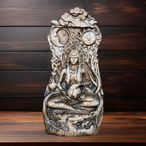 Goddess Gaia Wooden Statue Divine Feminine Goddess Figurine Earth Goddess Statue Fertility Altar Goddess Mother Goddess Figurine Mother Gaia