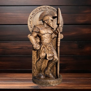 Spartan Statue King Leonidas Spartan King Leonidas Wood Leonidas Statue Ancient Greek Decor Leonidas Office Decor Spartan Figurine Sparta