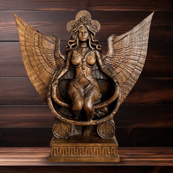 Lilith Statue Handcrafted Wooden Statue of Goddess Lilith Lilith Dark Goddess Inanna Ishtar Ancient Sumerian Goddess Gothic Satanic Decor