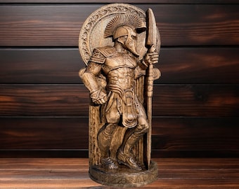 Spartan Statue King Leonidas Spartan King Leonidas Wood Leonidas Statue Ancient Greek Decor Leonidas Office Decor Spartan Figurine Sparta