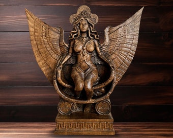 Lilith Statue Handcrafted Wooden Statue of Goddess Lilith Lilith Dark Goddess Inanna Ishtar Ancient Sumerian Goddess Gothic Satanic Decor