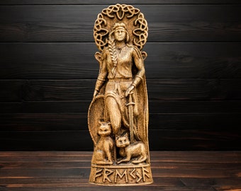 Freya Norse Altar Freya God Viking God Wooden Carved Statue Freya Pagan Paganism God Altar Sculpture Asatru Freyja Freya Statue Norse Pagan